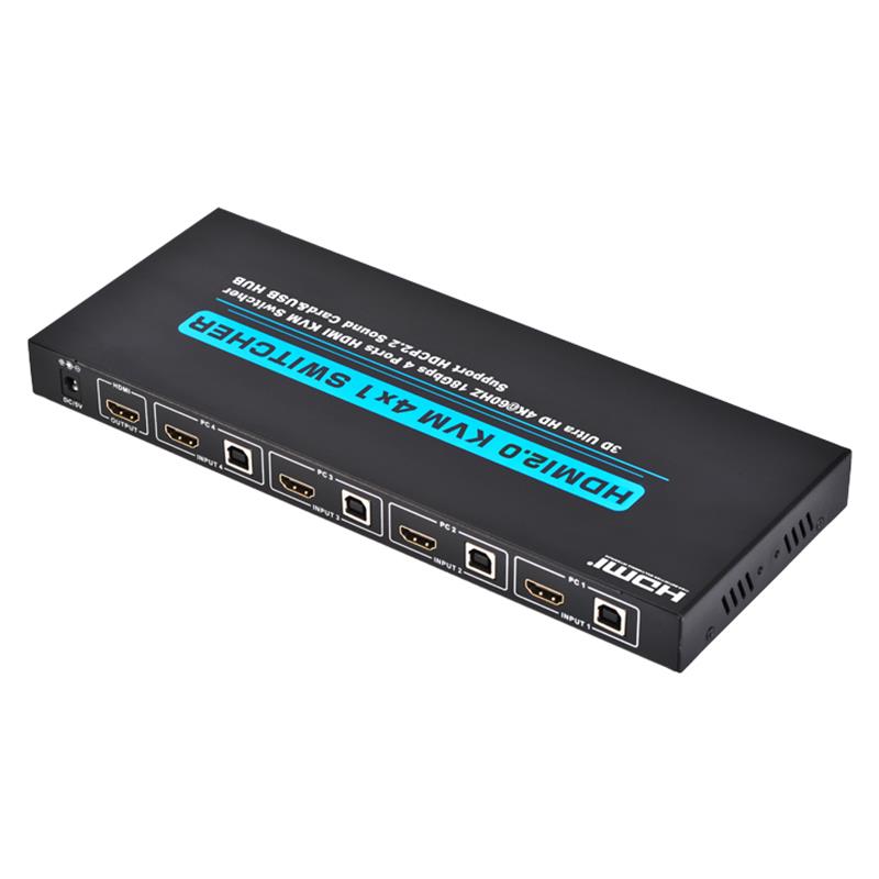 Suport Switch V2.0 HDMI KVM 4x1 Ultra HD 4Kx2K @ 60Hz HDCP2.2 18 Gbps Placă de sunet și hub USB