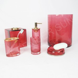 Dungi rotunde de gravură cu set de accesorii pentru baie din sticlă de culoare