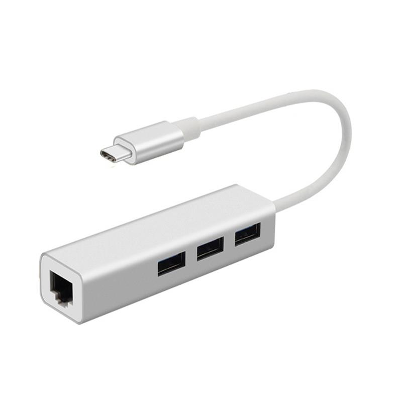 USB de tip C la LAN (1000M) + USB 3.0x3 Hub adaptor