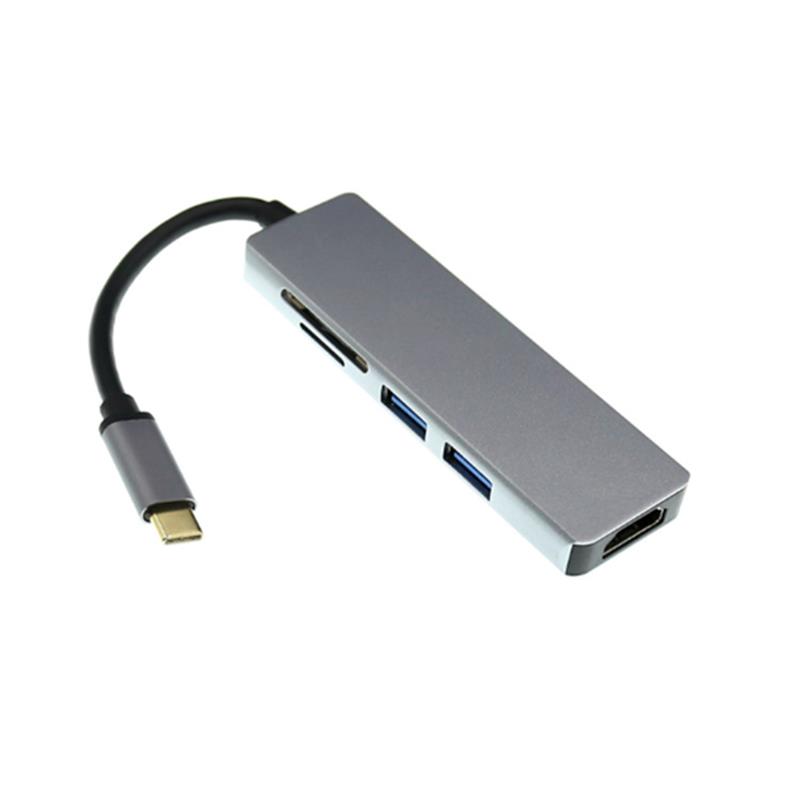 USB tip C până la HDMI + 2 x hub 3.0 cititor de carduri USB + SD