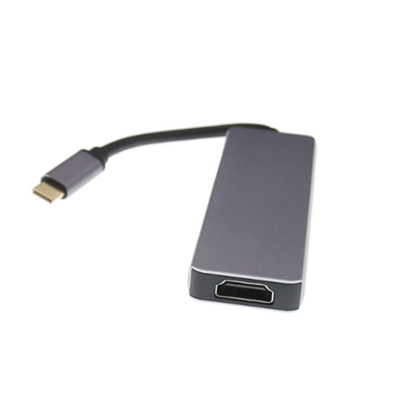 USB tip C până la HDMI + 2 x hub 3.0 cititor de carduri USB + SD