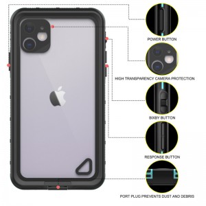 Carcasă pentru telefon nou + pc + tpe + impermeabilă pentru animale de companie rezistentă la praf, carcasă pentru acoperirea din spate transparentă pentru iPhone 11 (albastru)