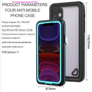 Cel mai bun Iphone impermeabil în cazul 11 caz cazuri de viață ieftine pentru iphone11 puch wterproof pentru iphone (albastru) cu capac transparent spate