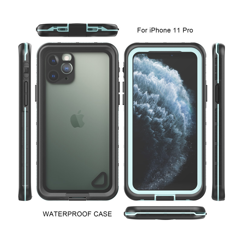 Celular cel mai bun iphone 11 pro carcasă rezistentă la apă Iphone 11 pro (albastru) impermeabil cu capac din spate transparent