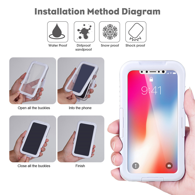 Husa iphone rezistentă la șocuri și rezistență la șoc, lângă carcasa camerei telefonului sub apă pentru iPhone XS （Alb)