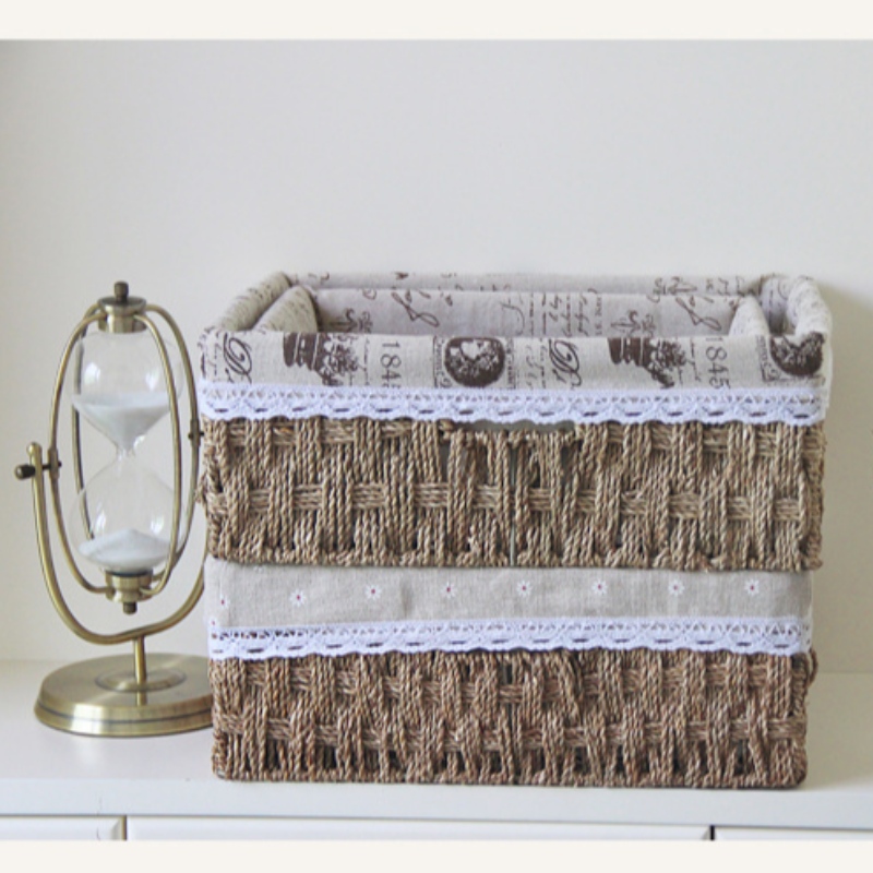 Seagrass Woven Stroage Basket cu linie