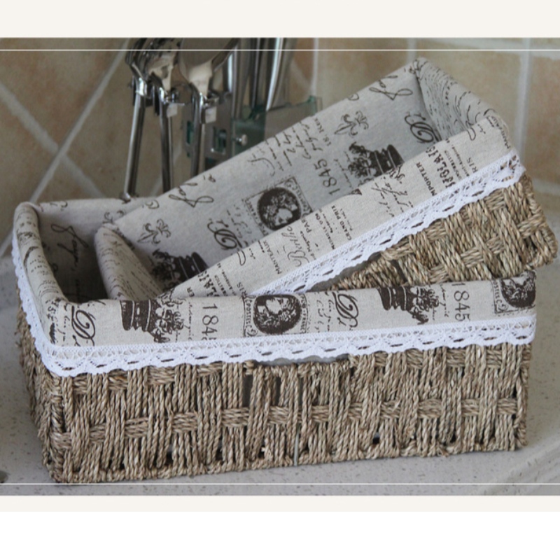 Seagrass Woven Stroage Basket cu linie