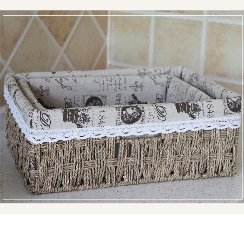 Seagrass Woven Stroage Basket cu linie