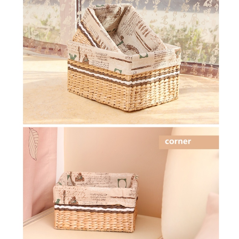 Bakset țesut din paie cu căptușeală