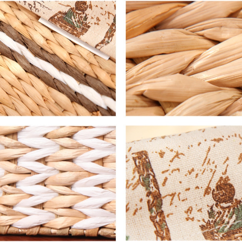 Bakset țesut din paie cu căptușeală