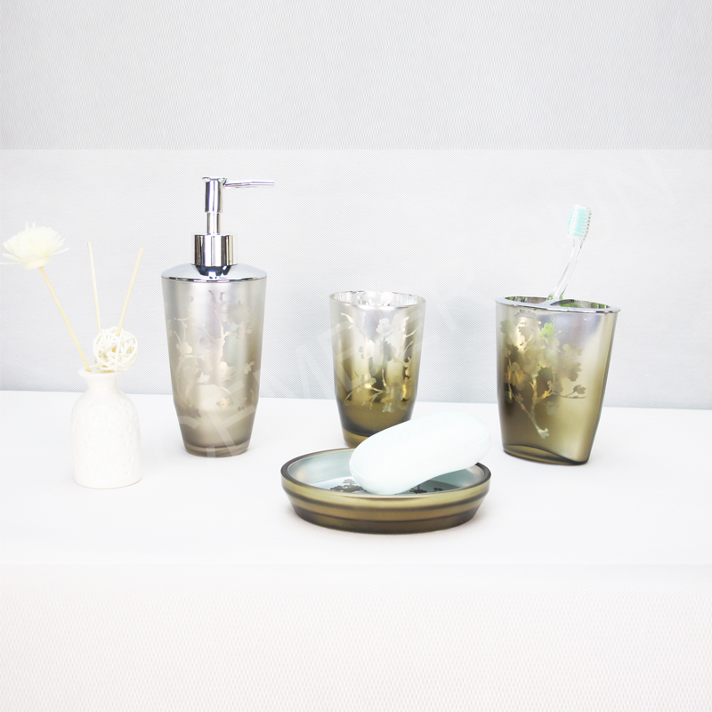 4 buc set de accesorii pentru baie din sticlă