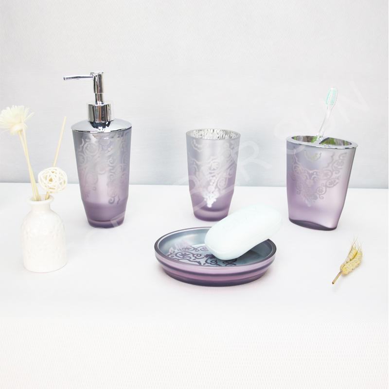 4 buc set de accesorii pentru baie din sticlă