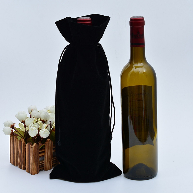 SGS54 Velvet personalizat Pouch Wine Bottle Protector Transportor Ambalaj Champagne Bottle Covers Wholesale