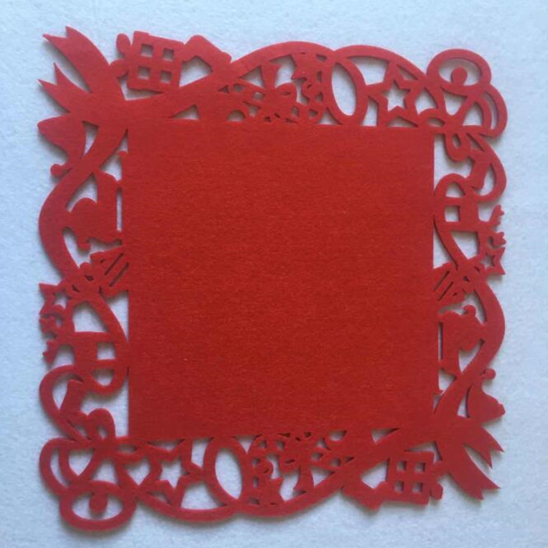 HOT SALE Laser Cut Flower Felt Placemats Kitchen Table Cup Mats Cushion Red