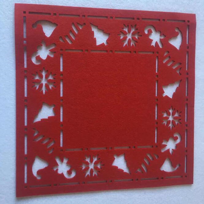 HOT SALE Laser Cut Flower Felt Placemats Kitchen Table Cup Mats Cushion Red