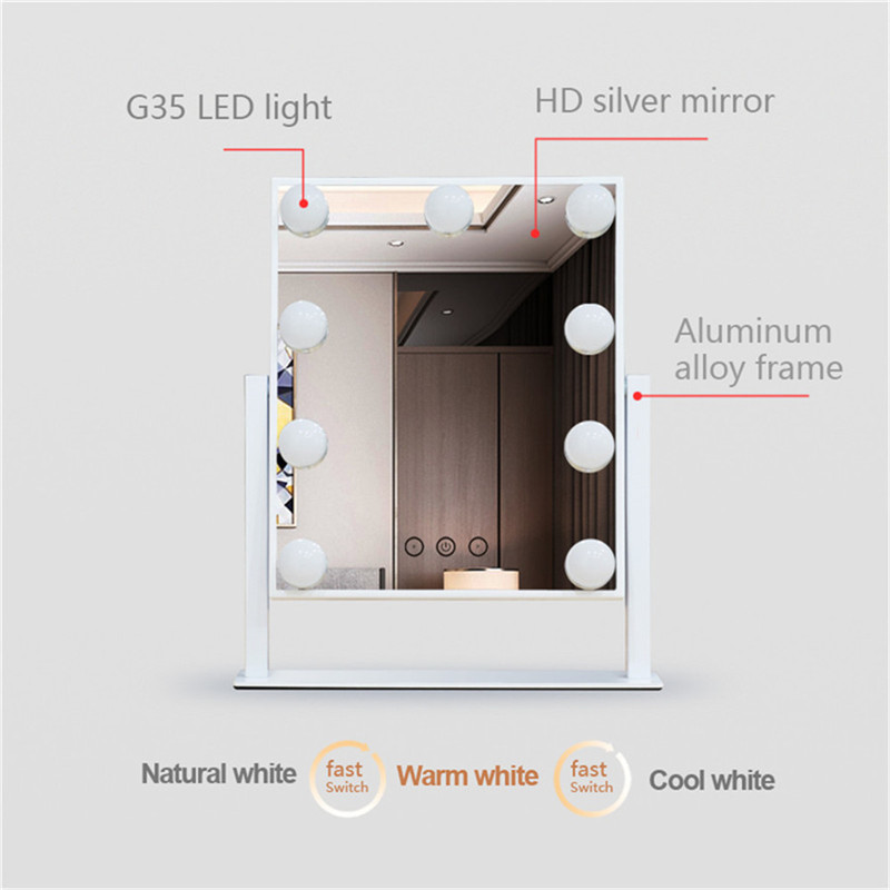 Touch Control Dimmable Brightness 360 Rotting Vanity Make Hollywood Mirror cu 12 LED Bulbs