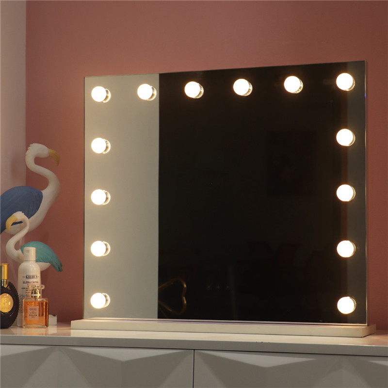 White Large Desktop Hollywood Mirror cu 14PCS Bulbs fare Vanity Dressing