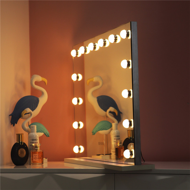 White Large Desktop Hollywood Mirror cu 14PCS Bulbs fare Vanity Dressing