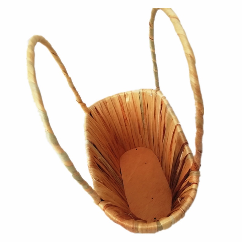 Coș floral cu paie cu mâner