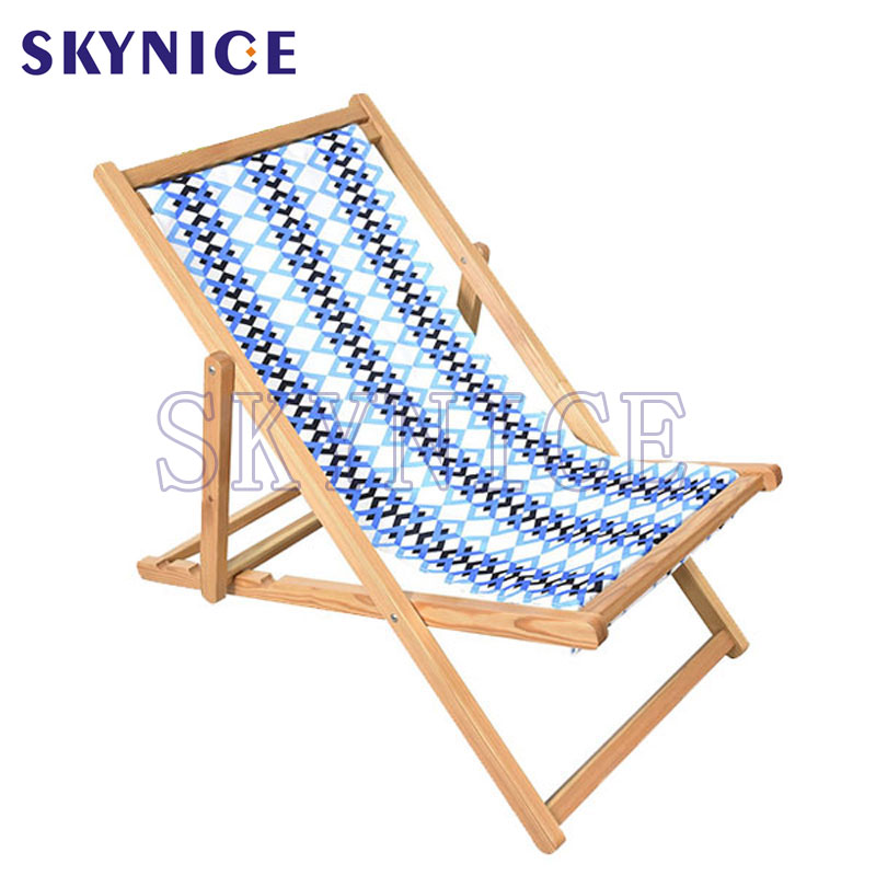 Scaun de plajă pliabil în aer liber pliabil din lemn