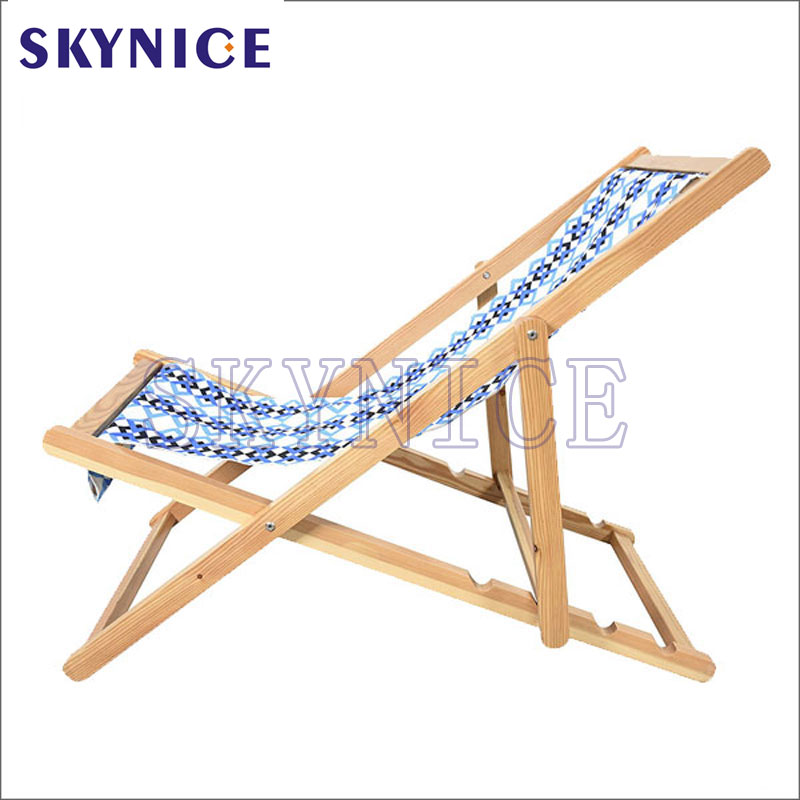 Scaun de plajă pliabil în aer liber pliabil din lemn