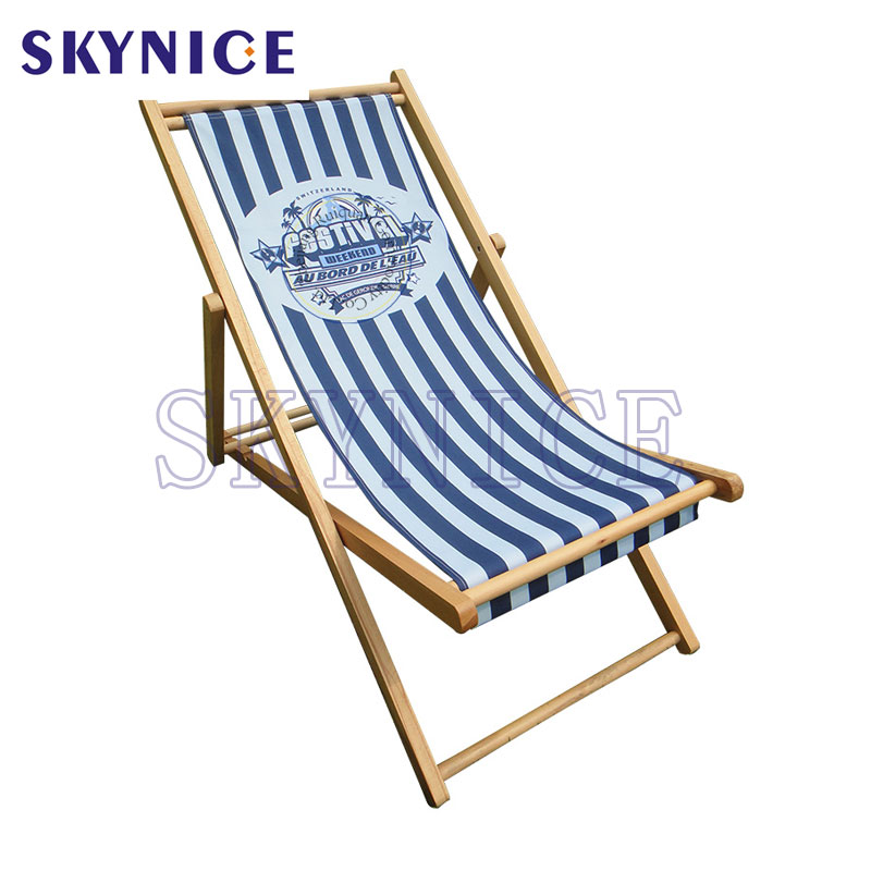 Custom Casual Home Ajustable Wooden Foldable Beach Sling Chair