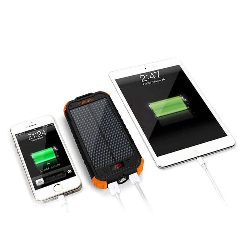 12000mAh Led Flashlight Solar Power Bank cu ecran digital LCD