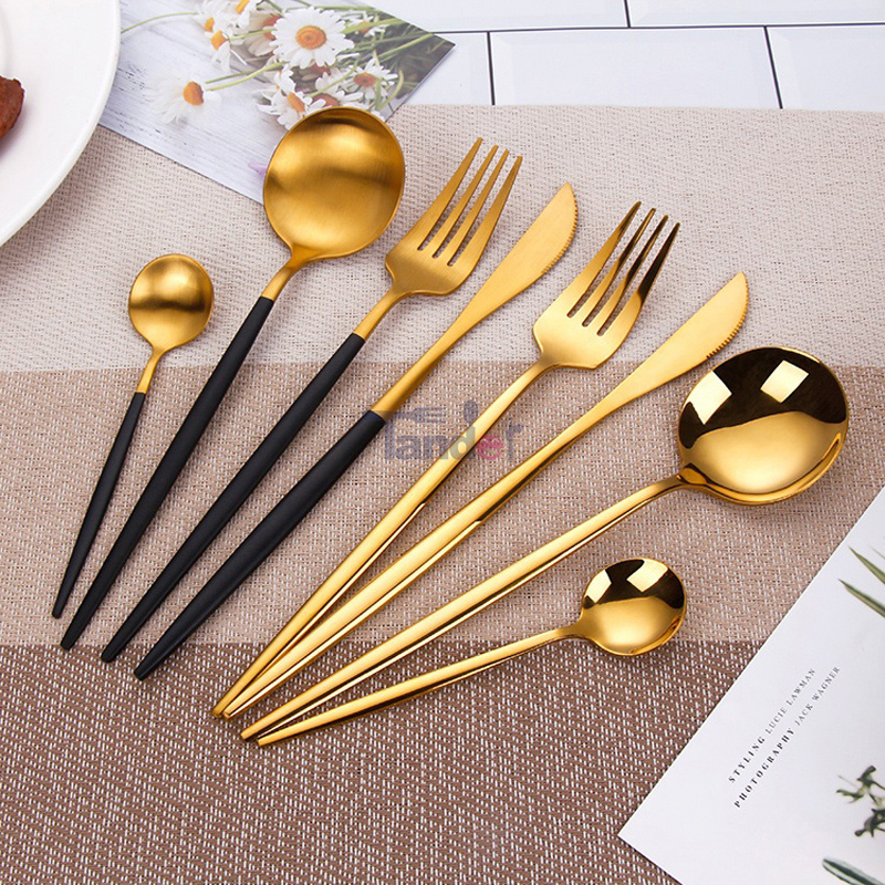 4 buc Bucătărie din oțel inoxidabil Set tacâmuri de aur Cuțit furculiță linguriță pentru cina bucătărie Set garnituri