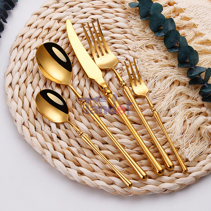 Elegant bulk Gold Flatware Stainless Steel Cutlery Setează furculiţe de linguri şi cuţite pentru evenimente