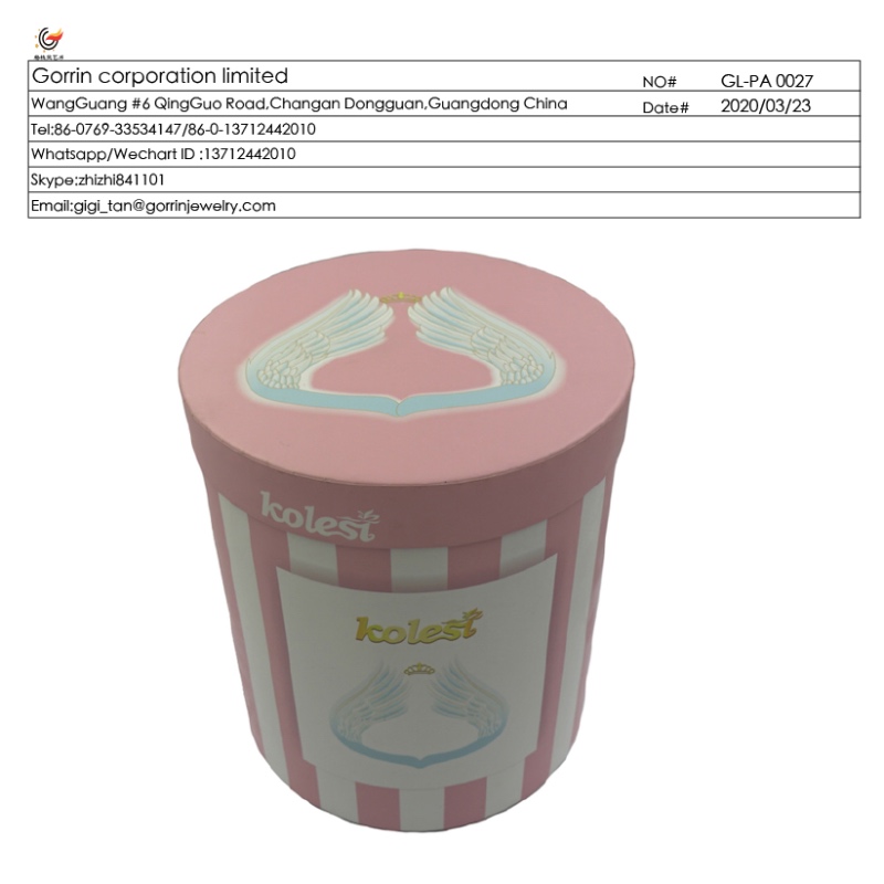 GL_PA0027 butoi floare rotund cutie de hârtie cutie tub pentru rochie copii