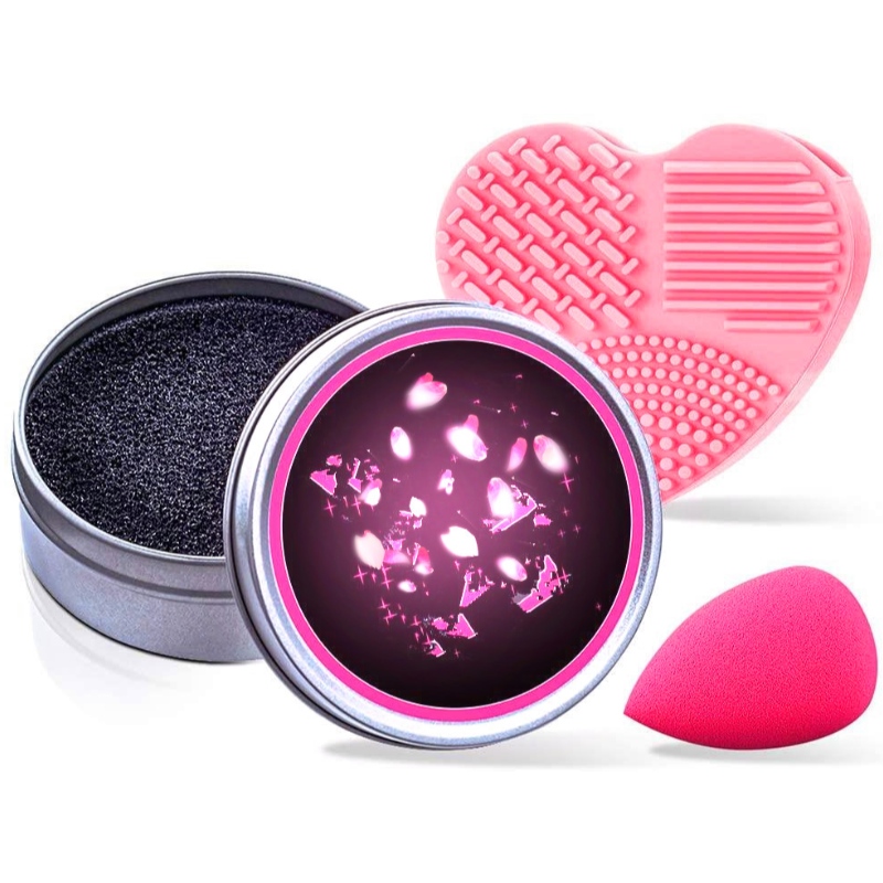 Makeup Cleaner Kit, Color Remater Cleaner Sponge, Silicone Glove şi Makeup Sponge Blender, Partenerul perfect pentru călătoria dumneavoastră --Pack of 3