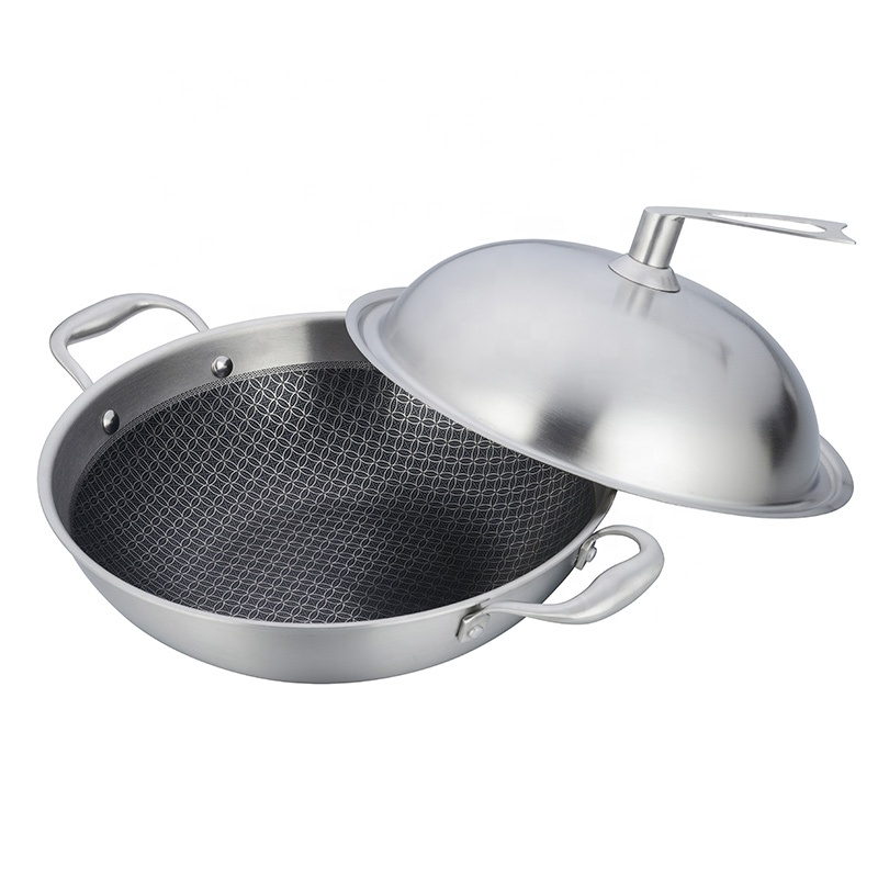 STAINNESS STEEL Half HoneyCOMB FRYING PAN WOK