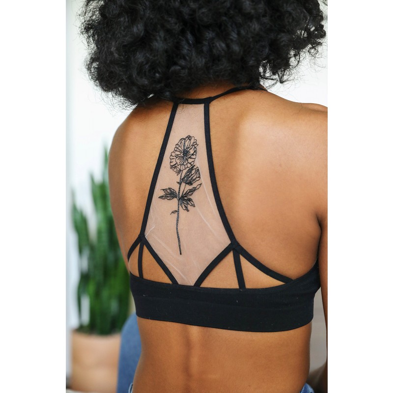 GA-5543 floare Bloom Tattoo Mesh Branlette