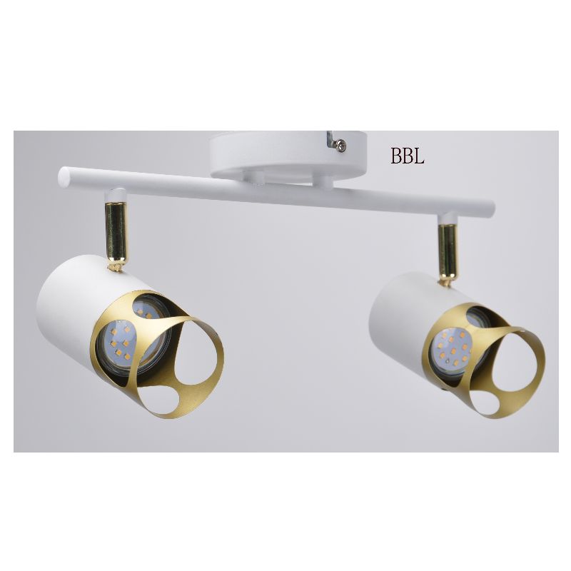 Modern spot light-2 cu alb + gold metal shade, poate ajusta direcţia