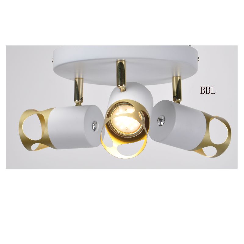 Modern spot light-3 cu alb + gold metal shade, poate ajusta direcţia