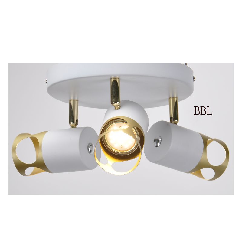 Modern spot light-3 cu alb + gold metal shade, poate ajusta direcţia