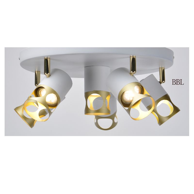 Modern spot light-6 cu alb + gold metal shade, poate ajusta direcţia
