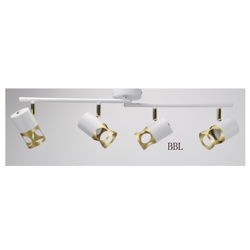 Modern spot light-4 cu alb + gold metal shade, poate ajusta direcţia