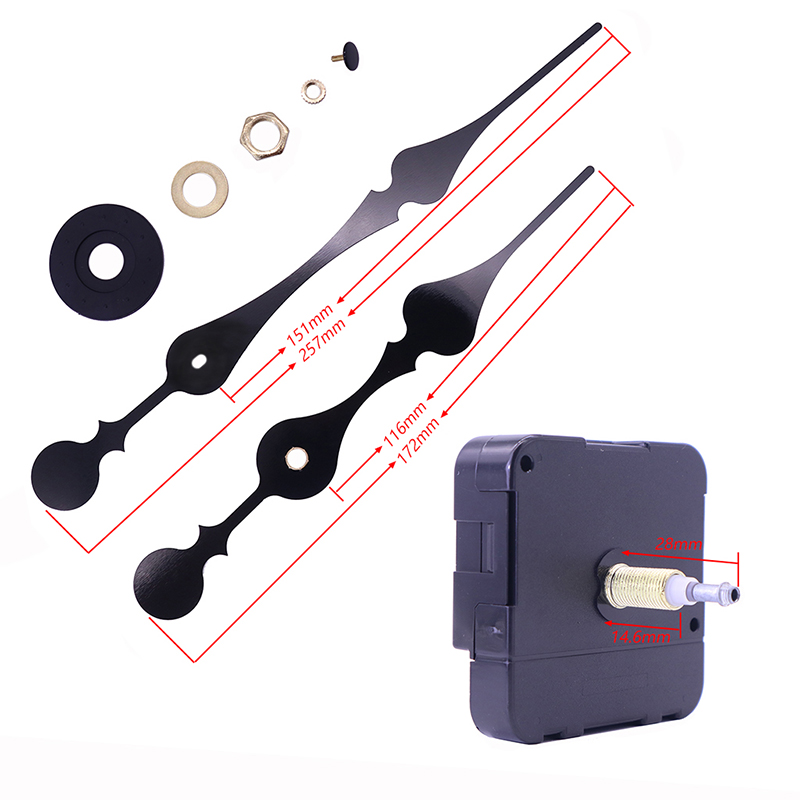 HR1688 Mișcarea ceasului cu cuarț negru de 23 mm și mâinile mari ale ceasului