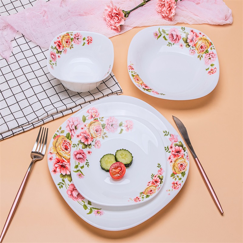 20F &Square Dinner Set Heat Rezistent Opal Glassware