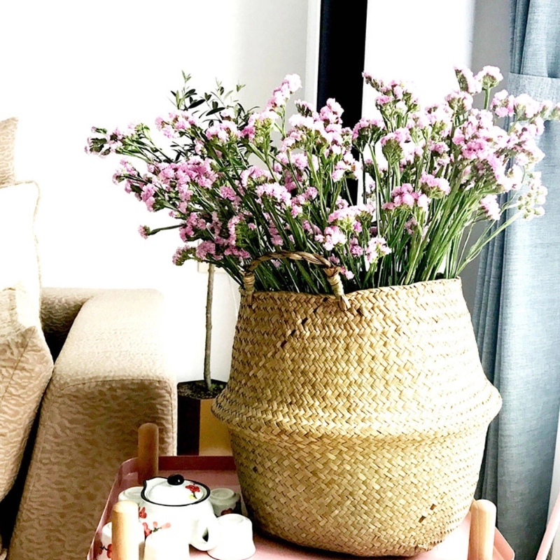 Coșul de țesături din țesătură de seagrass pentru depozitarea suportului pentru ghivece de flori