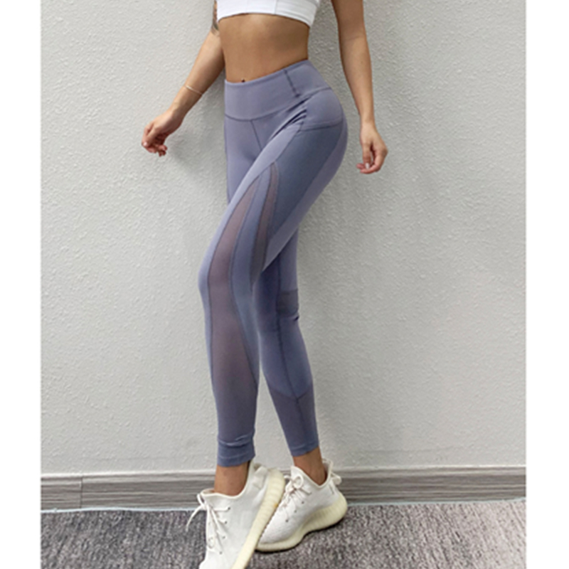 Pantaloni sport cu plasă respirabilă întindere ridicare șolduri pantaloni de fitness talie medie talie rapidă pantaloni de yoga vara