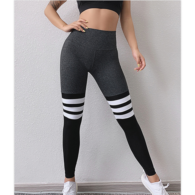 Noi jambiere sport cu talie mare pentru femei dungi de moda pantaloni de yoga high stretch pantaloni de sport respirabile pantaloni de fitness