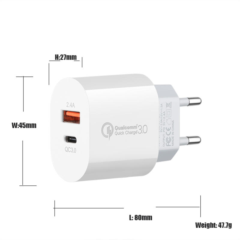 Adaptor portabil de tip OEM Super-Adaptor de perete rapid Tipul-c Qc 3.0 18w Pd Charger Usb Adaptor de tip C