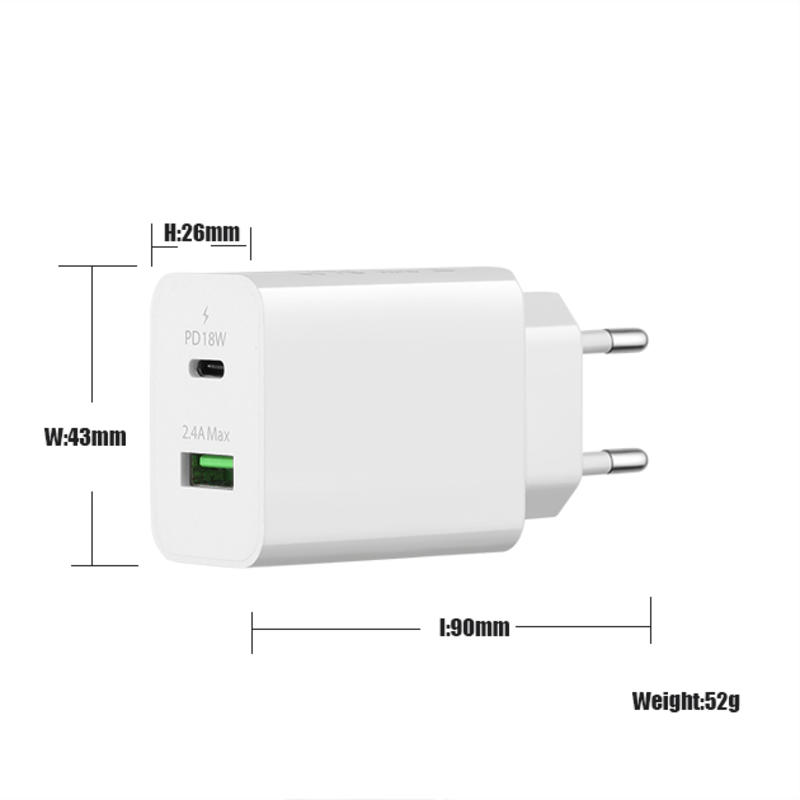 18W QC 3.0 + 2.4A Adaptor tip-c USB încărcător de călătorie perete Adaptor încărcător rapid pentru telefon mobil încărcători multi port