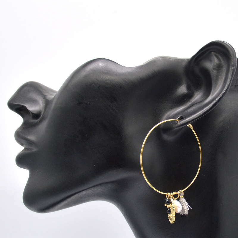 Cercei din oțel inoxidabil clasic auriu cu tub rotund lustruit, fabrica de prelucrare a bijuteriilor din China Ruifanbao