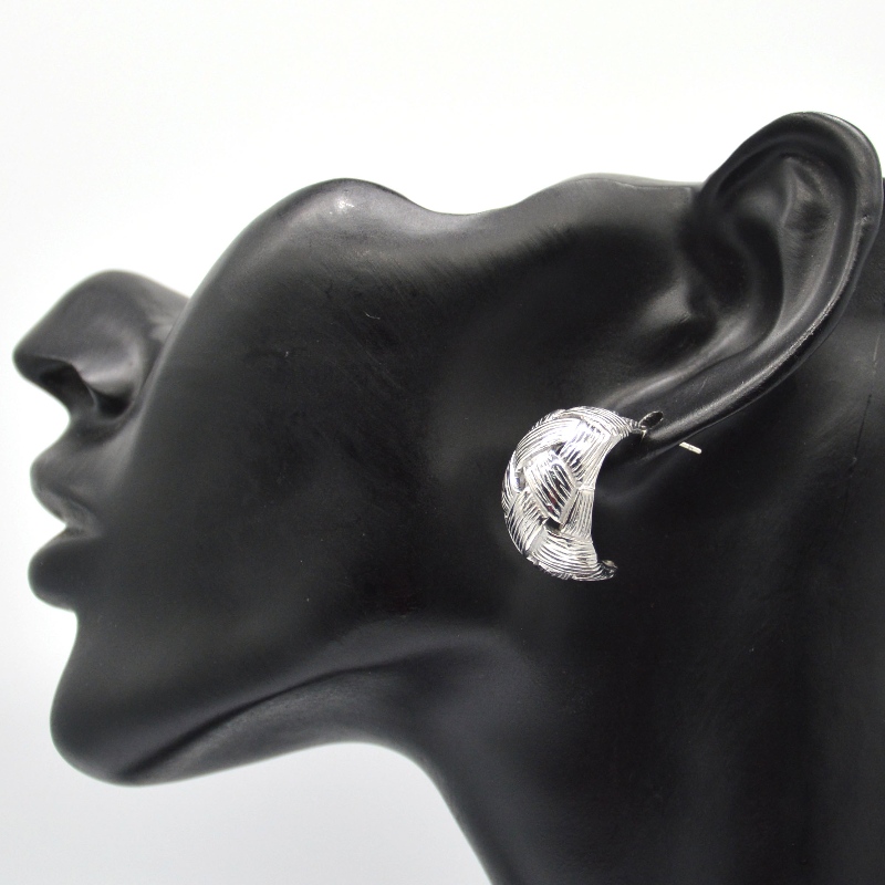 Cercei din argint rotunzi, cercei din sârmă gravată, fabrica de prelucrare a bijuteriilor din China Ruifanbao