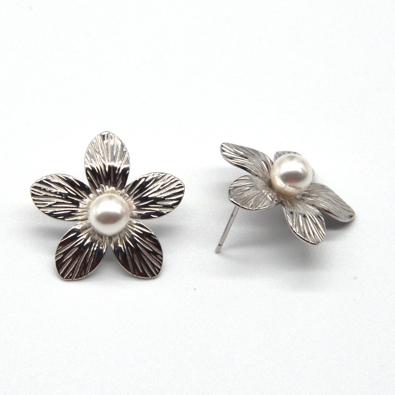 Cercei cu perle pentru nunta pentru femei Cercei din oțel inoxidabil cu flori pentru femei Cele mai bune cadouri China Fabrica de bijuterii Ruifanbao