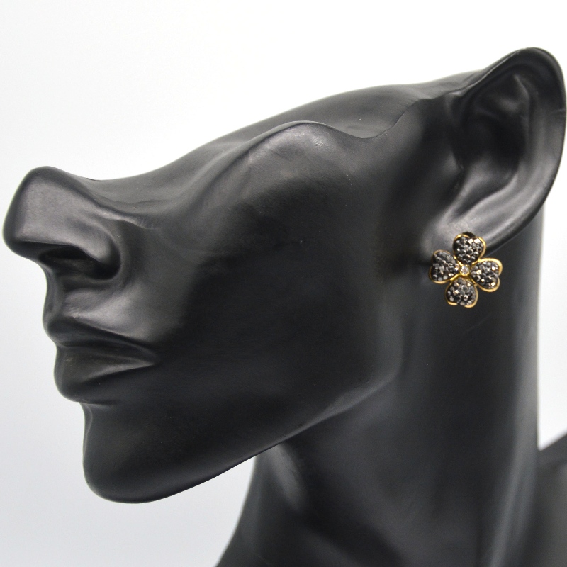 Cercei cu trei frunze de trifoi, potrivite pentru fete și doamne, iubesc cerceii în formă de inimă negru \/ alb, fabrica de prelucrare a bijuteriilor din China Ruifanbao