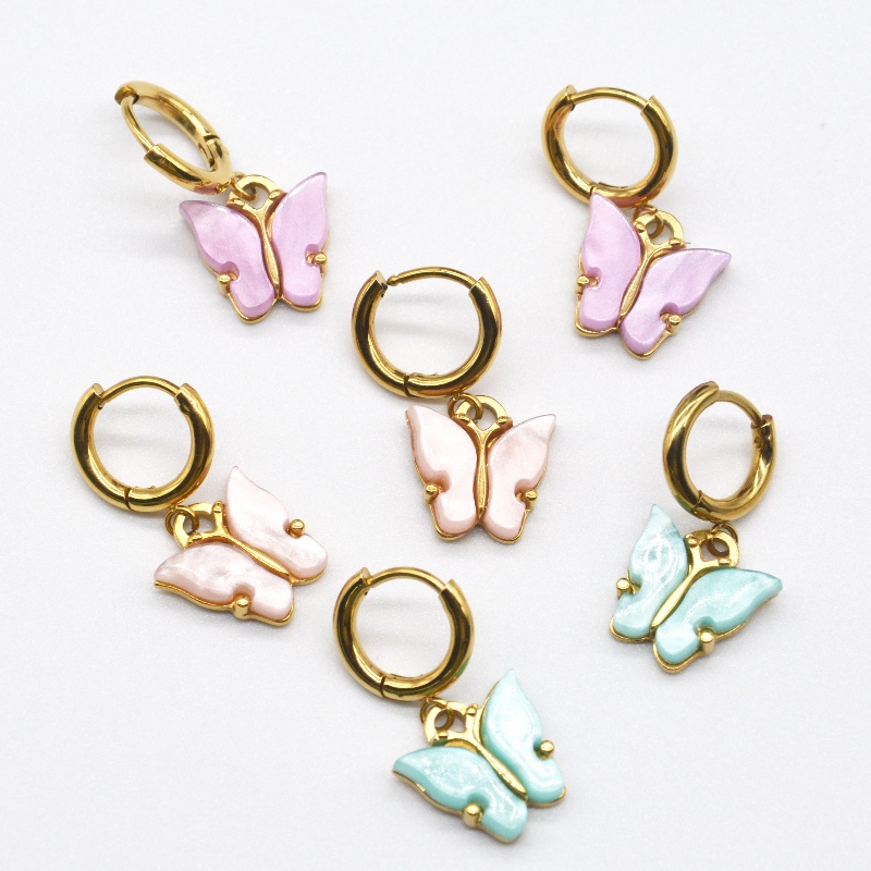 Cercei cu fluturi, bijuterii colorate cu fluturi, cercei auriţi de sex feminin, cadouri de sărbători China Ruifanbao fabrica de procesare a bijuteriilor